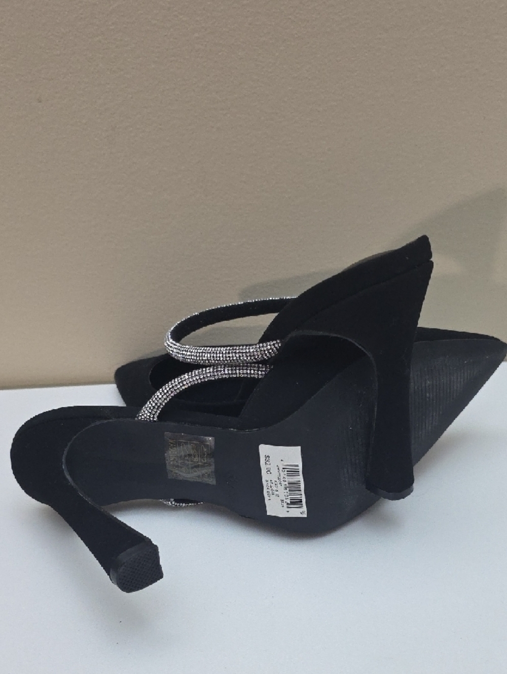 Windsor Rhinestone Strap Pointed Toe Mule Heels Size 8 | Like New - Picture 6 of 6